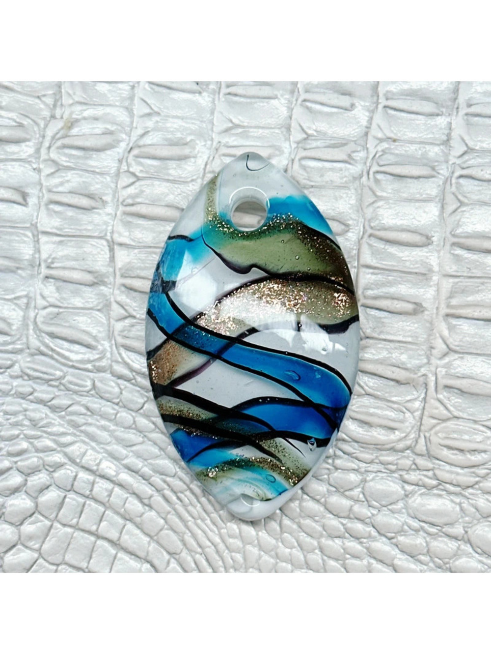 6272mc. Teal Art Glass Pendant